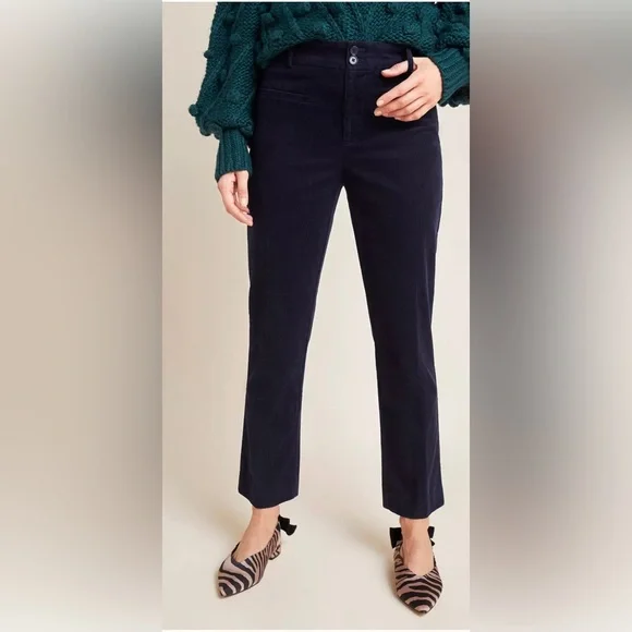 Anthropologie Navy Cropped Corduroy Pants Size 16W - Picture 2 of 5